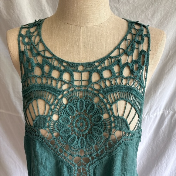 Xhilaration Teal Lace Tank Top - Picture 2 of 7